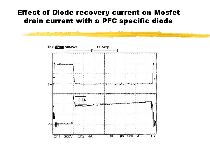 Effect of Diode recovery current on Mosfet drain current with a PFC specific diode