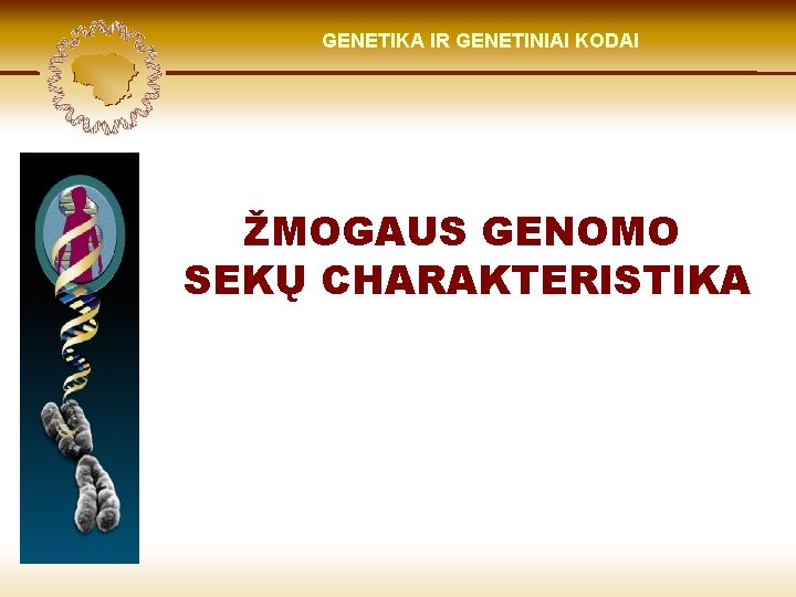 LIETUVIŲ KILMĖ GENETIKA GENETIKOS IR GENETINIAI IR GENOMIKOS KODAI ŠVIESOJE ŽMOGAUS GENOMO SEKŲ CHARAKTERISTIKA