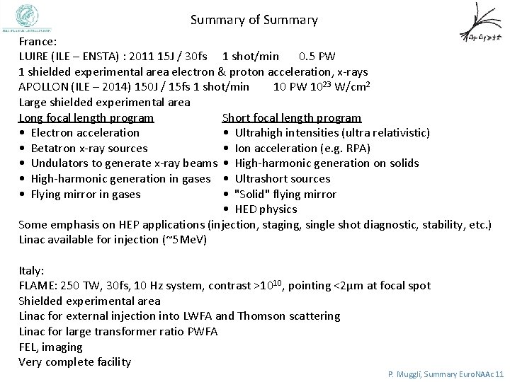 Summary of Summary France: LUIRE (ILE – ENSTA) : 2011 15 J / 30