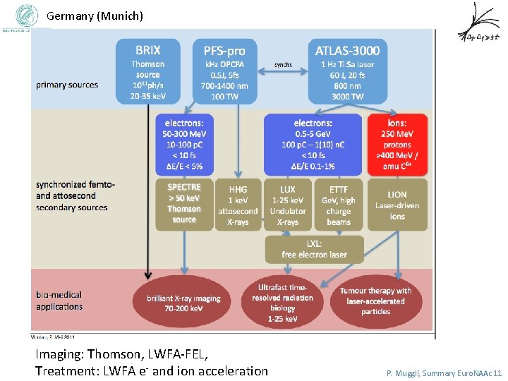 Germany (Munich) Imaging: Thomson, LWFA-FEL, Treatment: LWFA e- and ion acceleration P. Muggli, Summary