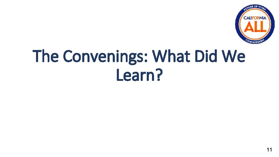 The Convenings: What Did We Learn? 11 