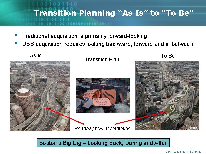 Transition Planning “As Is” to “To Be” • • Traditional acquisition is primarily forward-looking Transition Planning “As Is” to “To Be” • • Traditional acquisition is primarily forward-looking