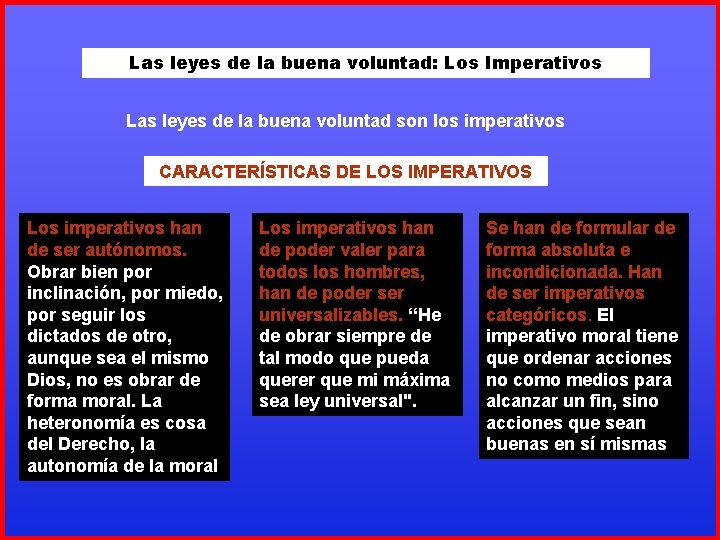 Las leyes de la buena voluntad: Los Imperativos Las leyes de la buena voluntad