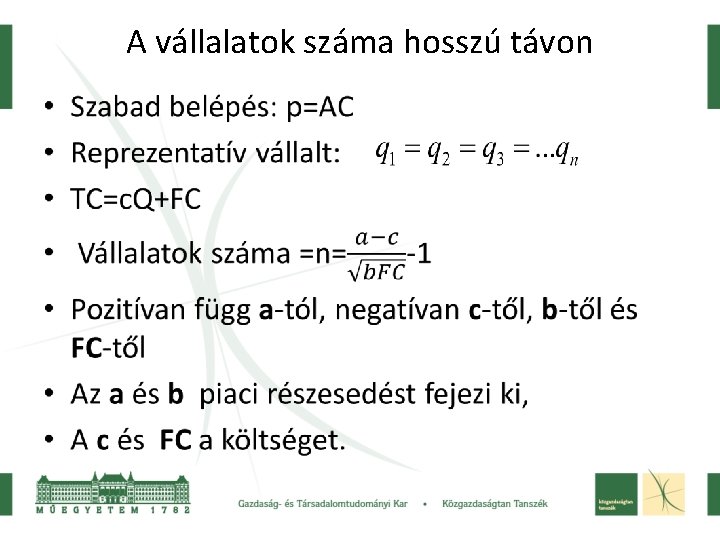 A vállalatok száma hosszú távon • 