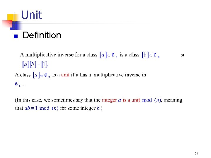 Unit Definition 24 