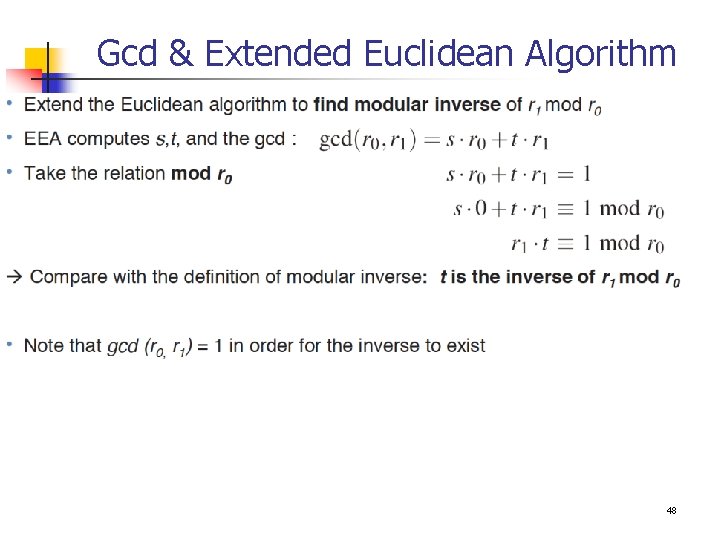 Gcd & Extended Euclidean Algorithm 48 