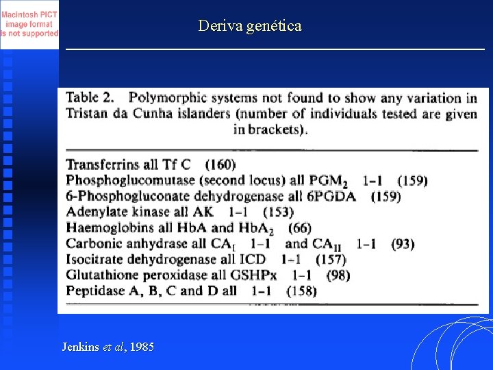 Deriva genética Jenkins et al, 1985 