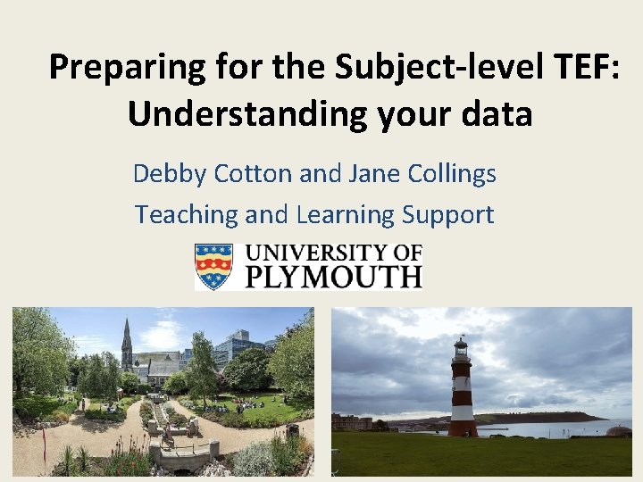Preparing for the Subject-level TEF: Understanding your data Debby Cotton and Jane Collings Teaching