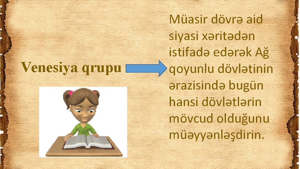 Venesiya qrupu Müasir dövrə aid siyasi xəritədən istifadə edərək Ağ qoyunlu dövlətinin ərazisində bugün