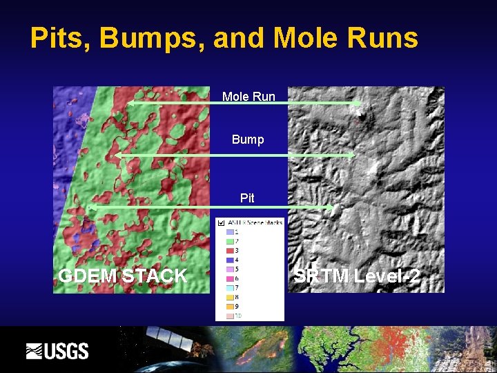 Pits, Bumps, and Mole Runs Mole Run Bump Pit GDEM STACK SRTM Level-2 