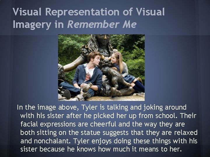 Visual Representation of Visual Imagery in Remember Me In the image above, Tyler is
