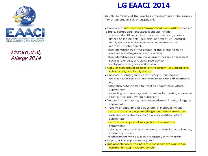 LG EAACI 2014 Muraro et al, Allergy 2014 LG EAACI 2014 Muraro et al, Allergy 2014