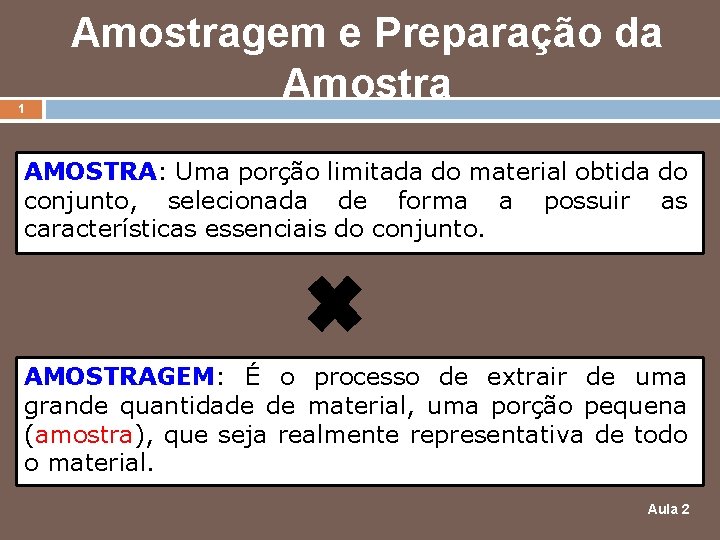 1 Amostragem e Preparação da Amostra AMOSTRA: Uma porção limitada do material obtida do