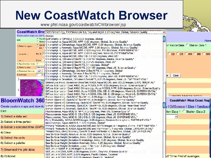 New Coast. Watch Browser www. pfel. noaa. gov/coastwatch/CWbrowser. jsp 