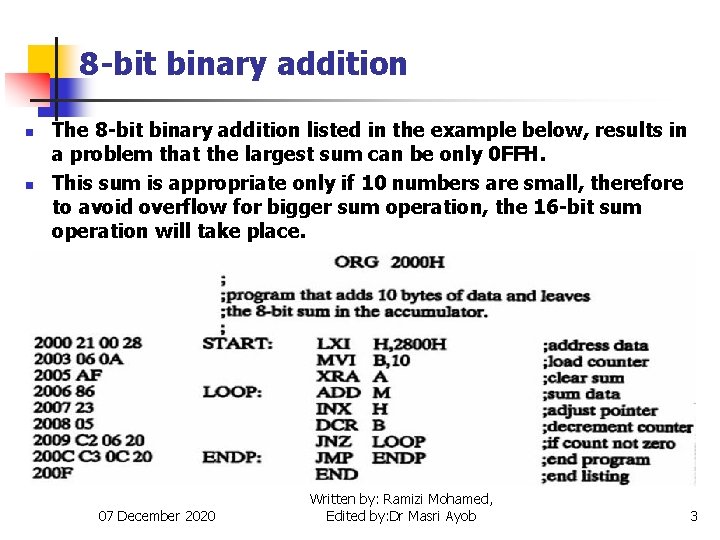8 -bit binary addition n n The 8 -bit binary addition listed in the