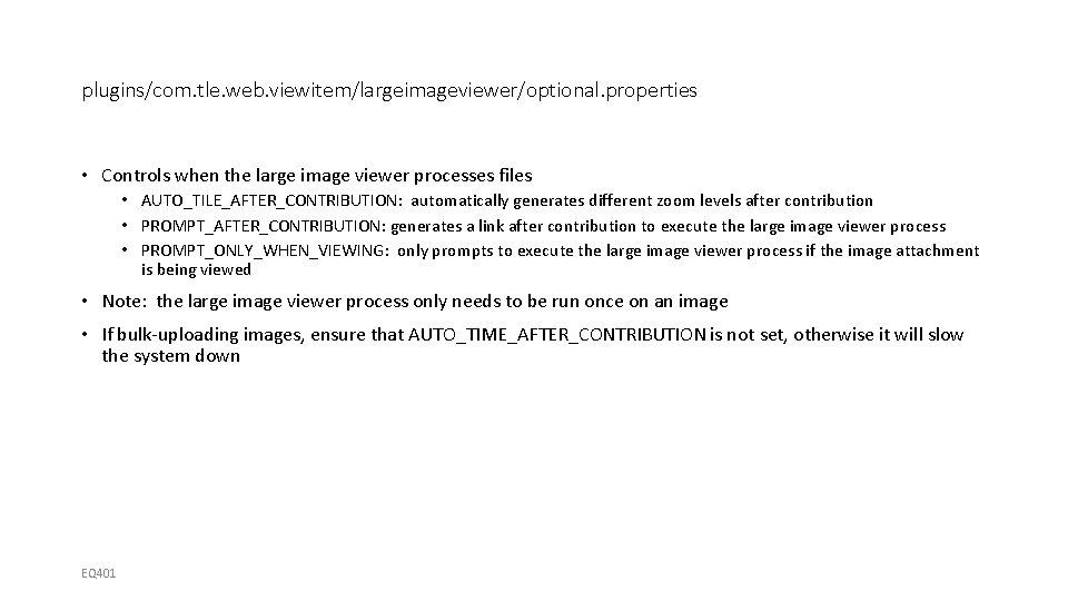 plugins/com. tle. web. viewitem/largeimageviewer/optional. properties • Controls when the large image viewer processes files