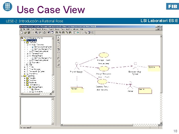 Use Case View LESE-2 Introducción a Rational Rose LSI Laboratori ES: E 18 