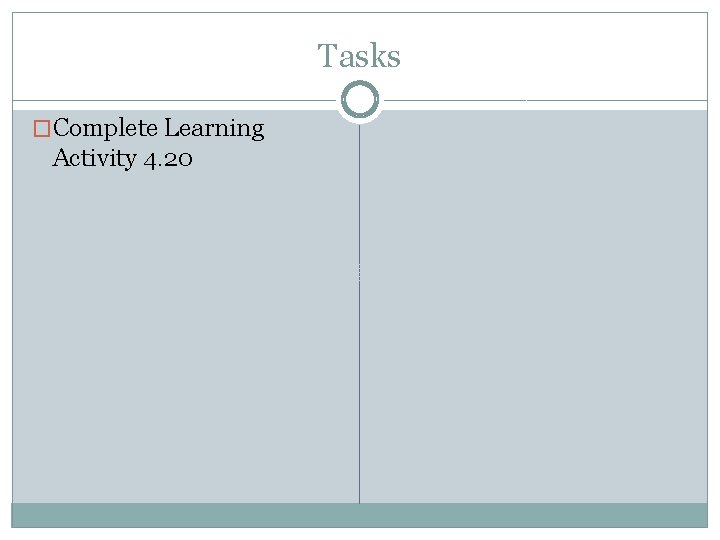 Tasks �Complete Learning Activity 4. 20 