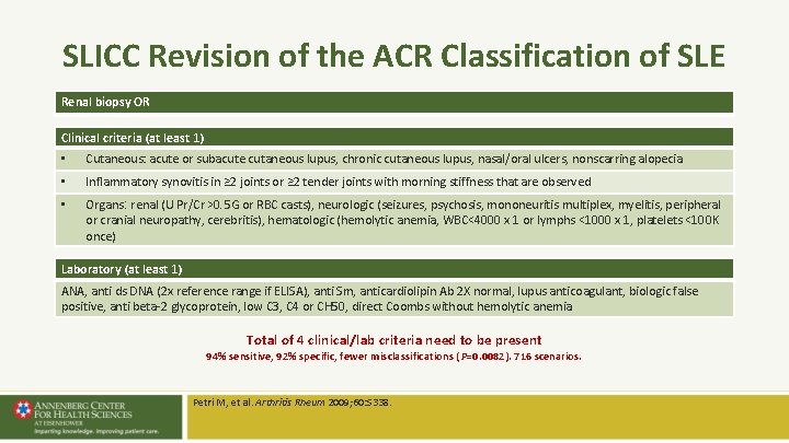 SLICC Revision of the ACR Classification of SLE Renal biopsy OR Clinical criteria (at SLICC Revision of the ACR Classification of SLE Renal biopsy OR Clinical criteria (at