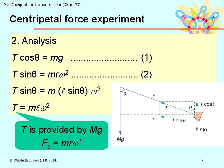 5. 2 Centripetal acceleration and force (SB p. 173) Centripetal force experiment 2. Analysis