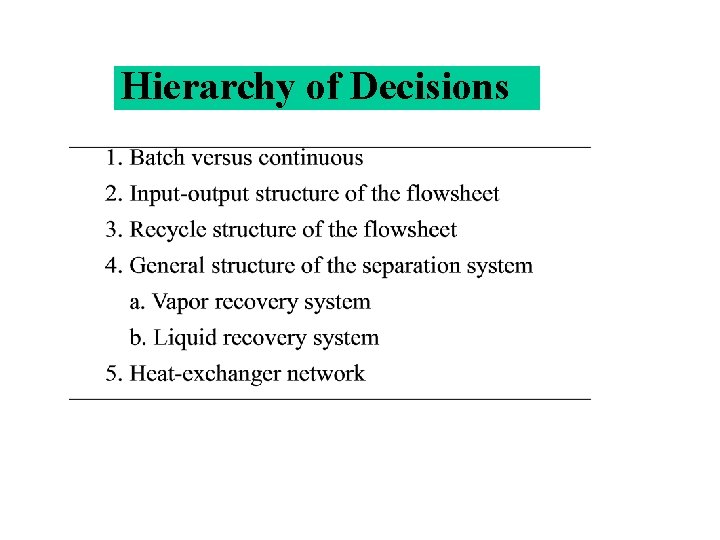 Hierarchy of Decisions 