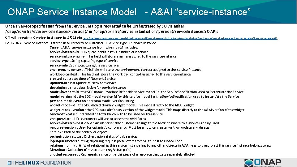 ONAP Service Instance Model - A&AI “service-instance” Once a Service Specification from the Service