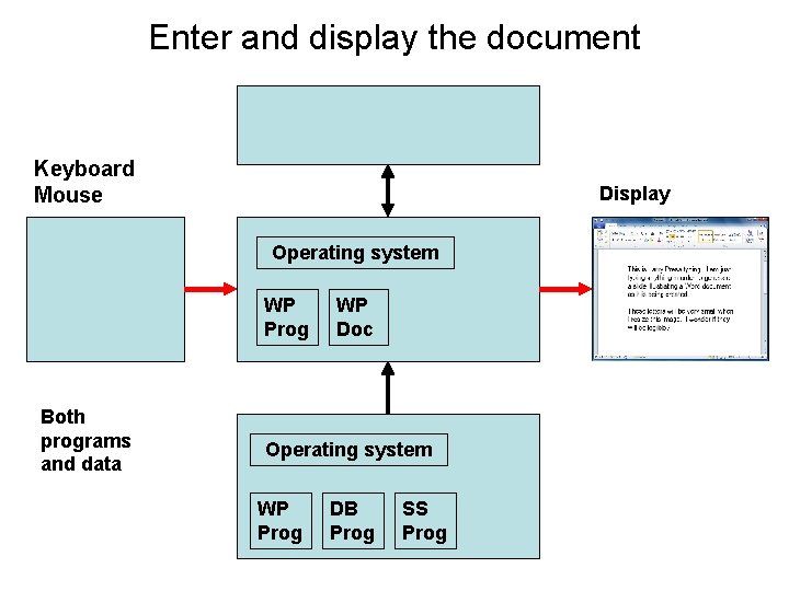 Enter and display the document Keyboard Mouse Display Operating system WP Prog Both programs