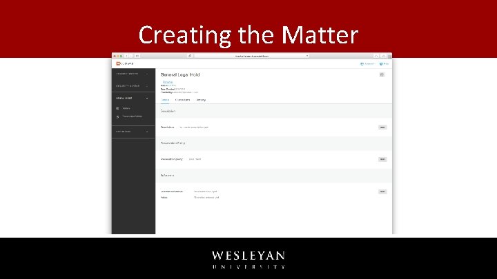 Creating the Matter Creating the Matter