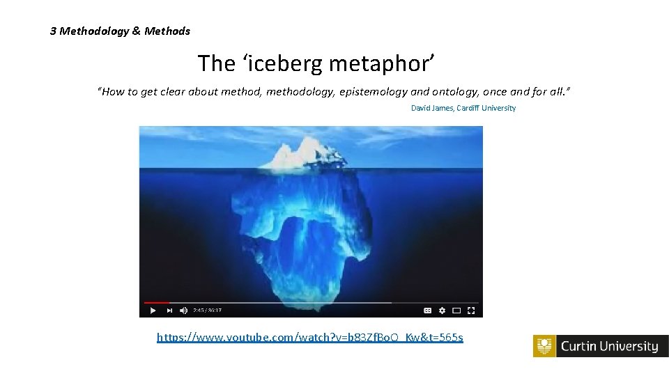 3 Methodology & Methods The ‘iceberg metaphor’ “How to get clear about method, methodology,