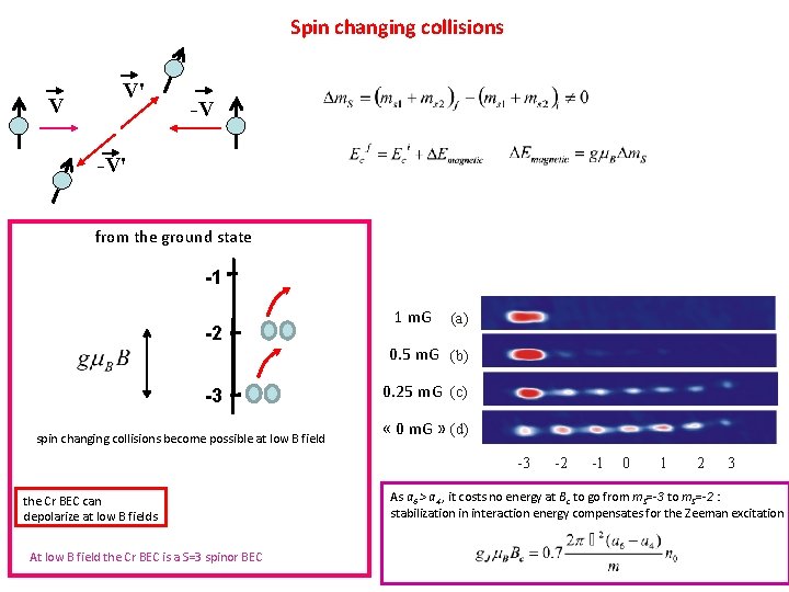 Spin changing collisions V V' -V -V' from the ground state -1 -2 -3