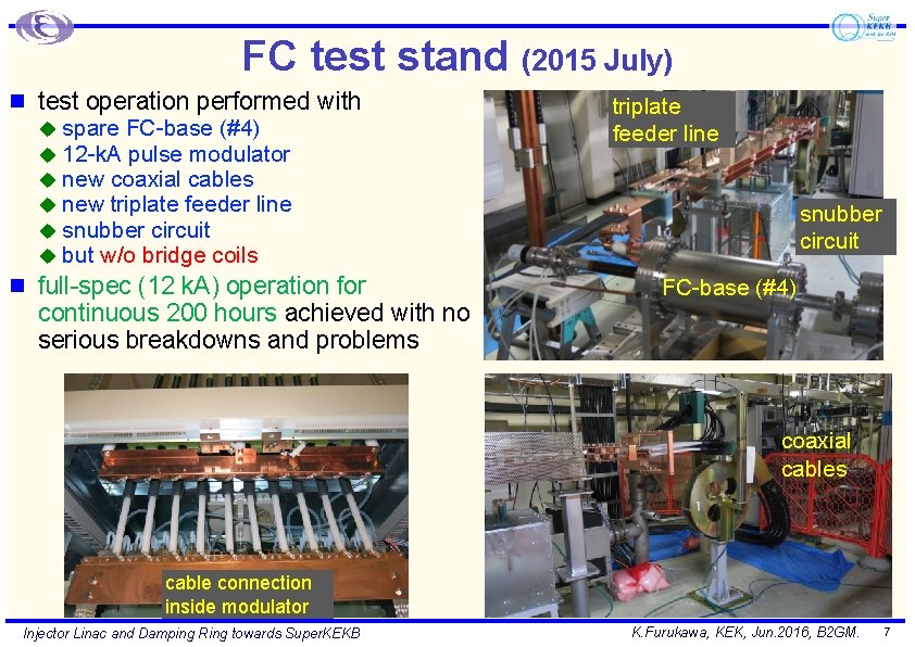 FC test stand (2015 July) n test operation performed with u spare FC-base (#4)
