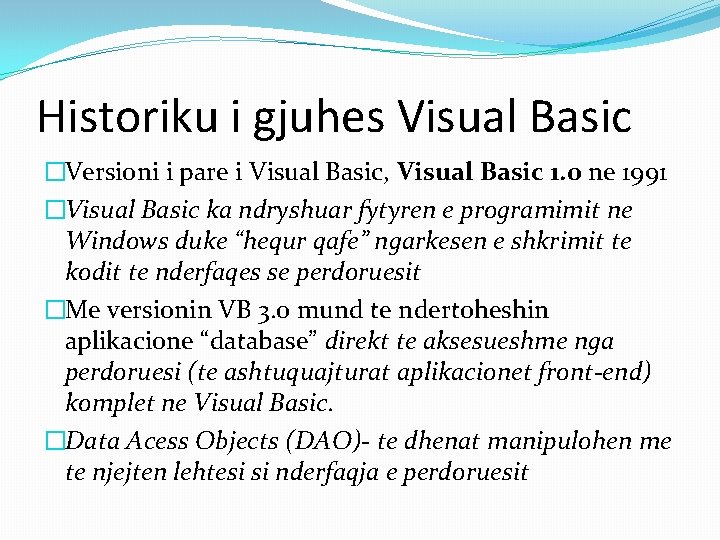 Historiku i gjuhes Visual Basic �Versioni i pare i Visual Basic, Visual Basic 1.
