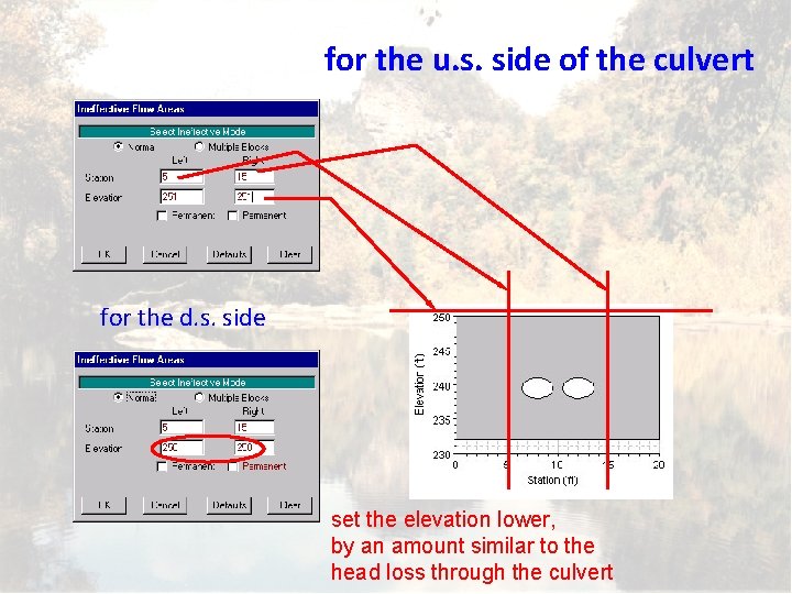 for the u. s. side of the culvert for the d. s. side set