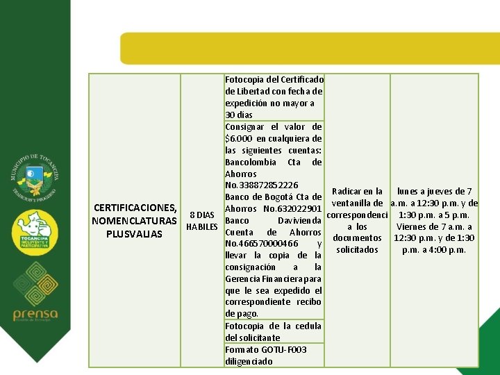 Fotocopia del Certificado de Libertad con fecha de expedición no mayor a 30 días