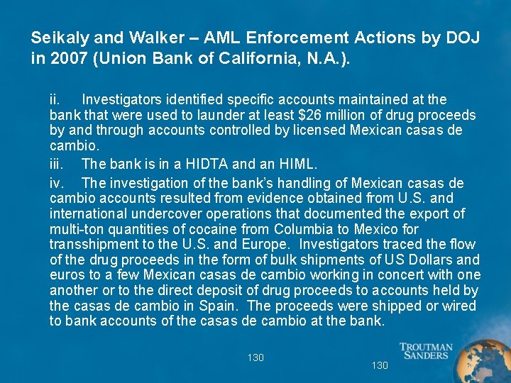Seikaly and Walker – AML Enforcement Actions by DOJ in 2007 (Union Bank of