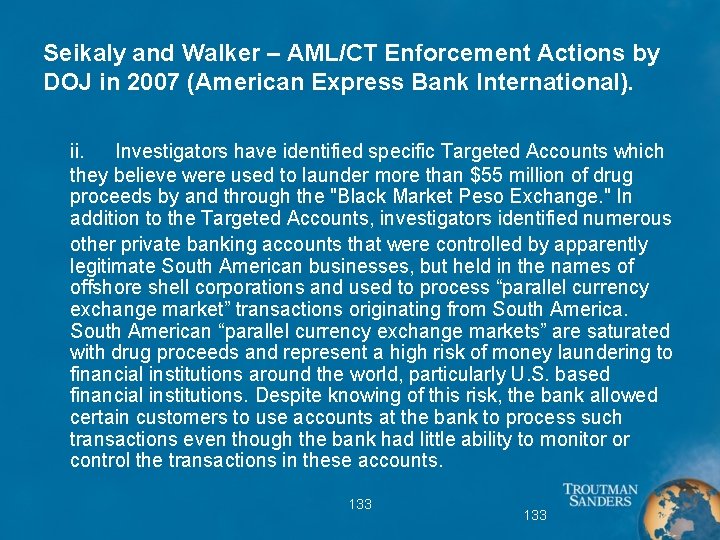 Seikaly and Walker – AML/CT Enforcement Actions by DOJ in 2007 (American Express Bank