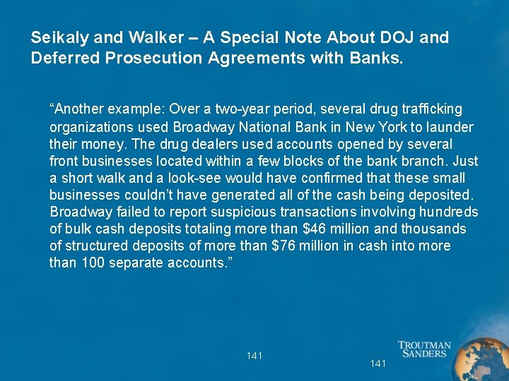 Seikaly and Walker – A Special Note About DOJ and Deferred Prosecution Agreements with