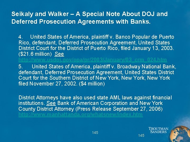 Seikaly and Walker – A Special Note About DOJ and Deferred Prosecution Agreements with