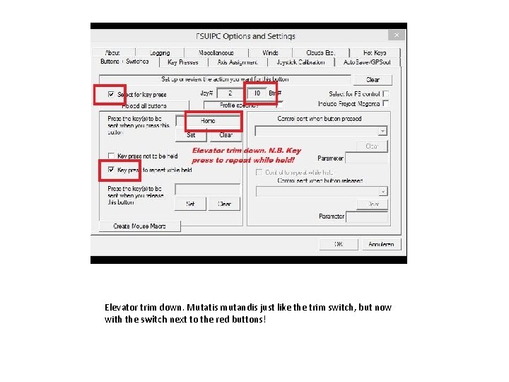 Elevator trim down. Mutatis mutandis just like the trim switch, but now with the
