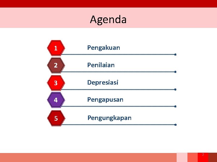 Agenda 1 Pengakuan 2 Penilaian 3 Depresiasi 4 Pengapusan 5 Pengungkapan 2 