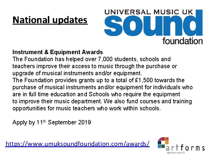 National updates Instrument & Equipment Awards The Foundation has helped over 7, 000 students,