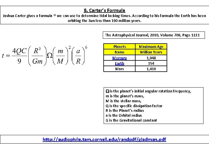8. Carter’s Formula Joshua Carter gives a formula 15 we can use to determine