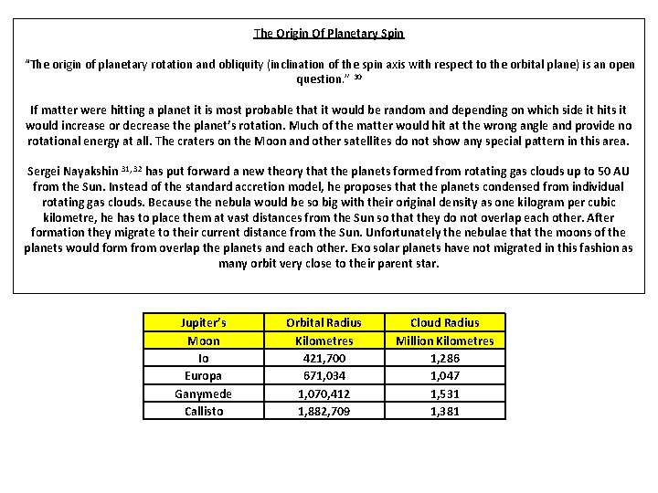 The Origin Of Planetary Spin “The origin of planetary rotation and obliquity (inclination of