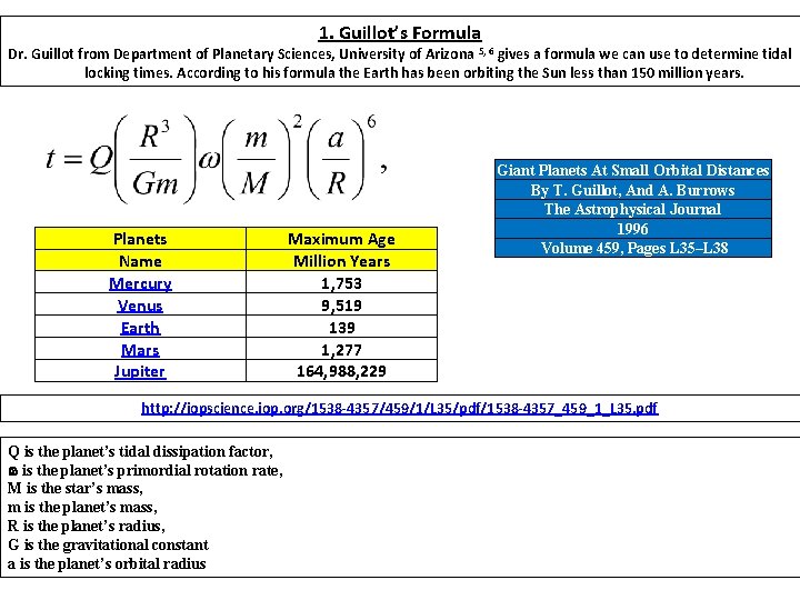 1. Guillot’s Formula Dr. Guillot from Department of Planetary Sciences, University of Arizona 5,