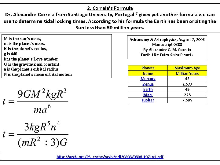 2. Correia’s Formula Dr. Alexandre Correia from Santiago University, Portugal 7 gives yet another