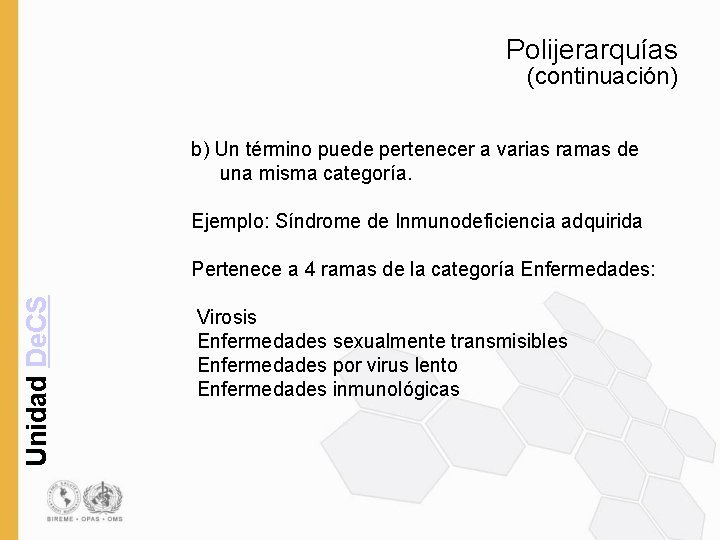 Polijerarquías (continuación) b) Un término puede pertenecer a varias ramas de una misma categoría.