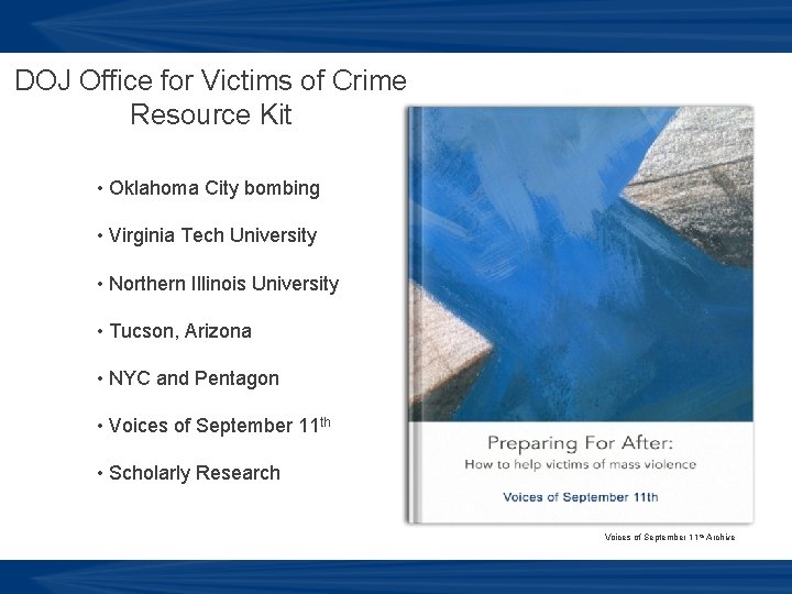 DOJ Office for Victims of Crime Resource Kit • Oklahoma City bombing • Virginia