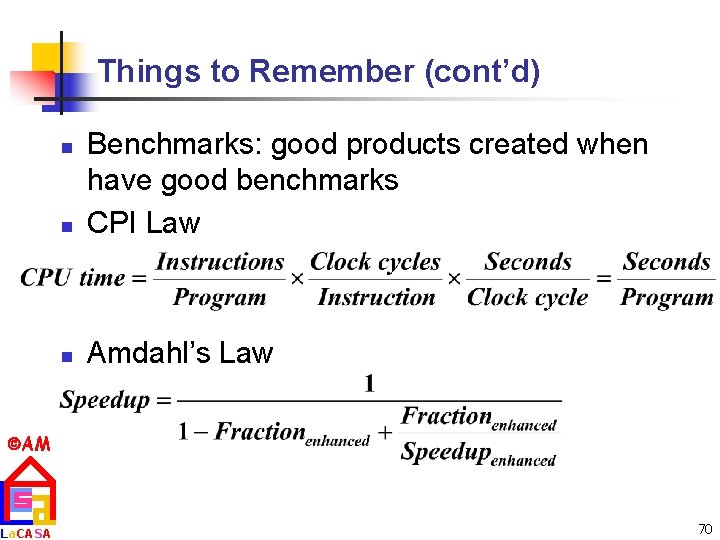 Things to Remember (cont’d) n Benchmarks: good products created when have good benchmarks CPI