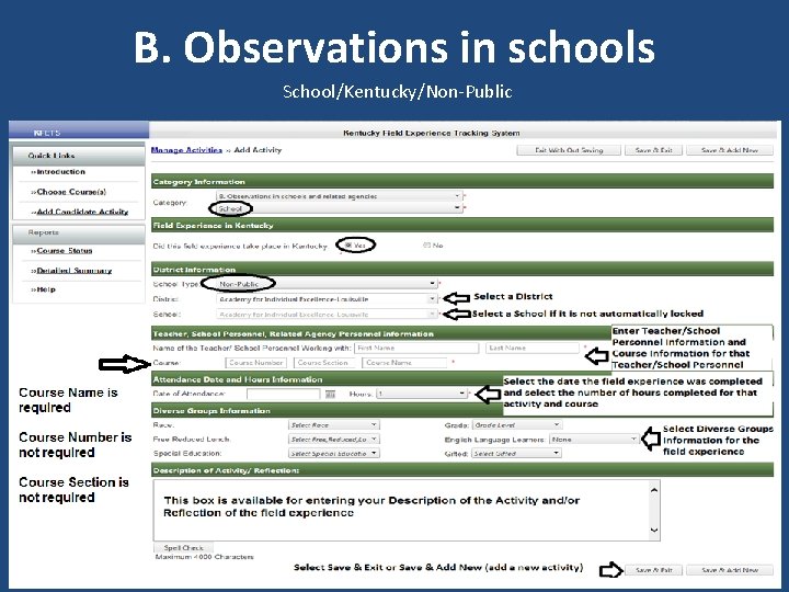 B. Observations in schools School/Kentucky/Non-Public 