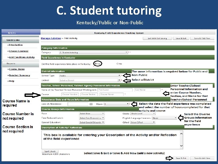 C. Student tutoring Kentucky/Public or Non-Public 